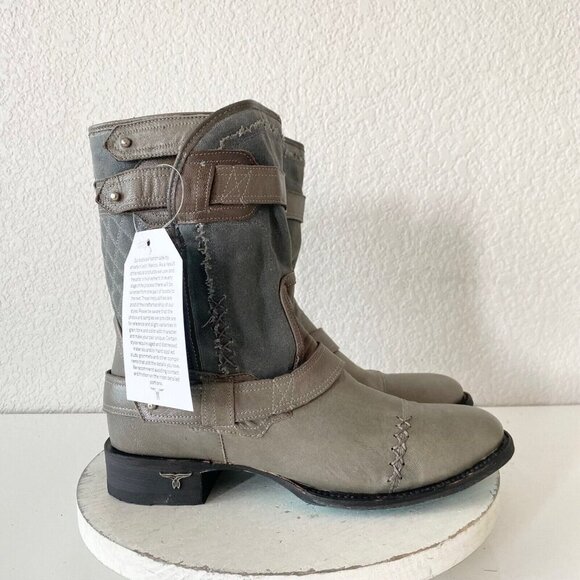 NEW Lane Womens Gray Quilted Mid-Calf Boots With Zipper & Buckle Accents Size 9 - Picture 2 of 11